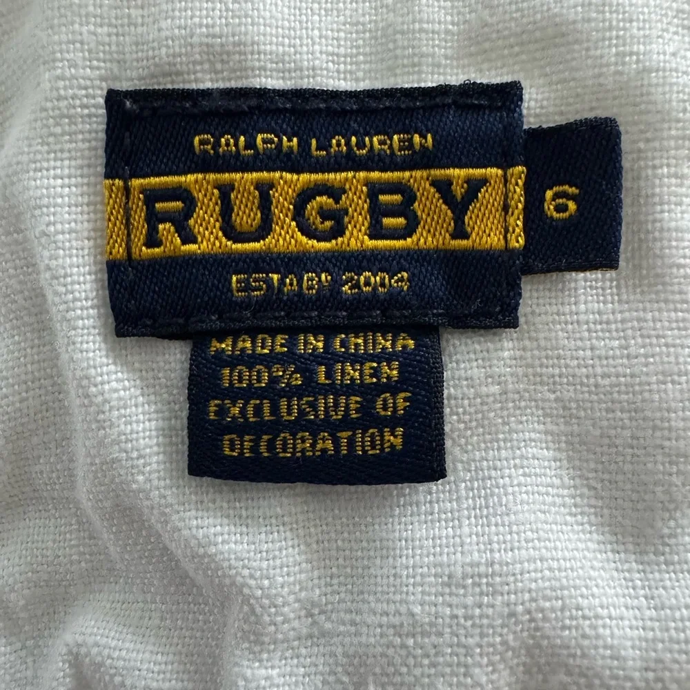 Vintage Rugby Ralph Lauren White Mini Skirt with Side Button and Lace-Up Back